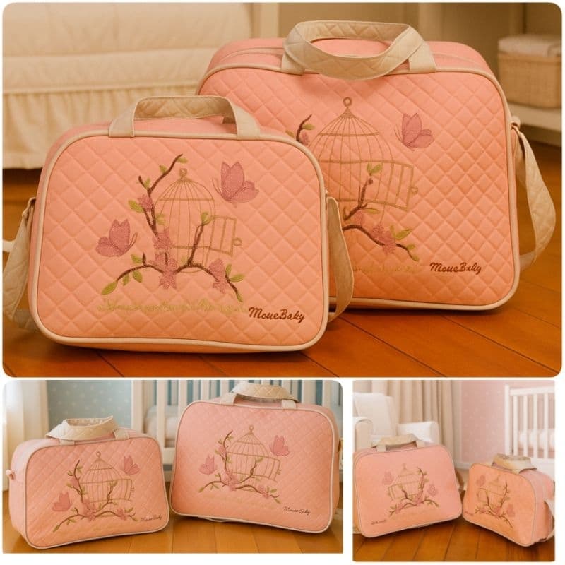 Kit 02 Bolsas Mala Maternidade Carrega Fralda Bebê Menino Menina Enxoval