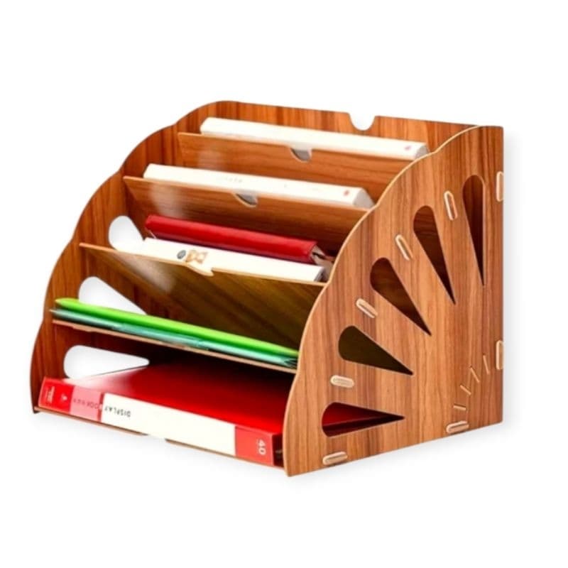 Organizador mesa papel a4 mdf cru 5 divisórias