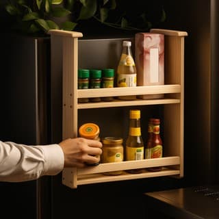 Suporte Porta Temperos Cozinha Geladeira madeira pinus