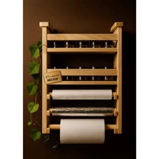 Porta temperos cozinha geladeira madeira pinos, Especiarias Papel Toalha-Alumínio-Filme