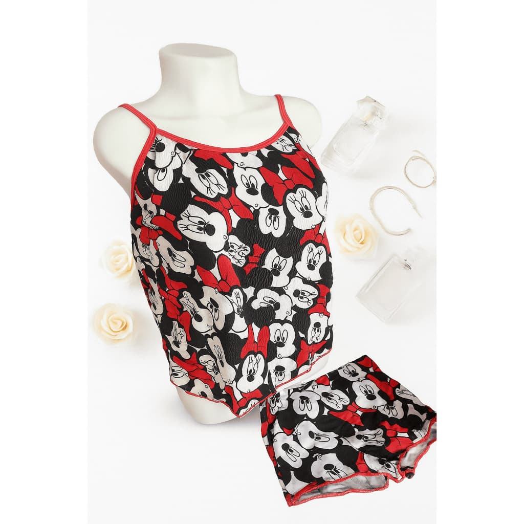 Conjunto Pijama Feminino Baby doll Adulto Estampas Divertidas Stich