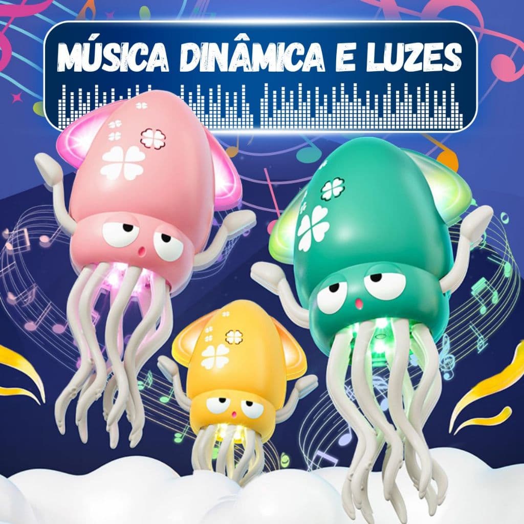 Polvo Dançarino Musical com Luz Sensor Brinquedo Interativo Infantil Recarregável Presente Crianças