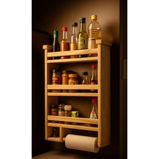 Suporte 3 andares Porta Temperos Cozinha Geladeira madeira pinus papel toalha