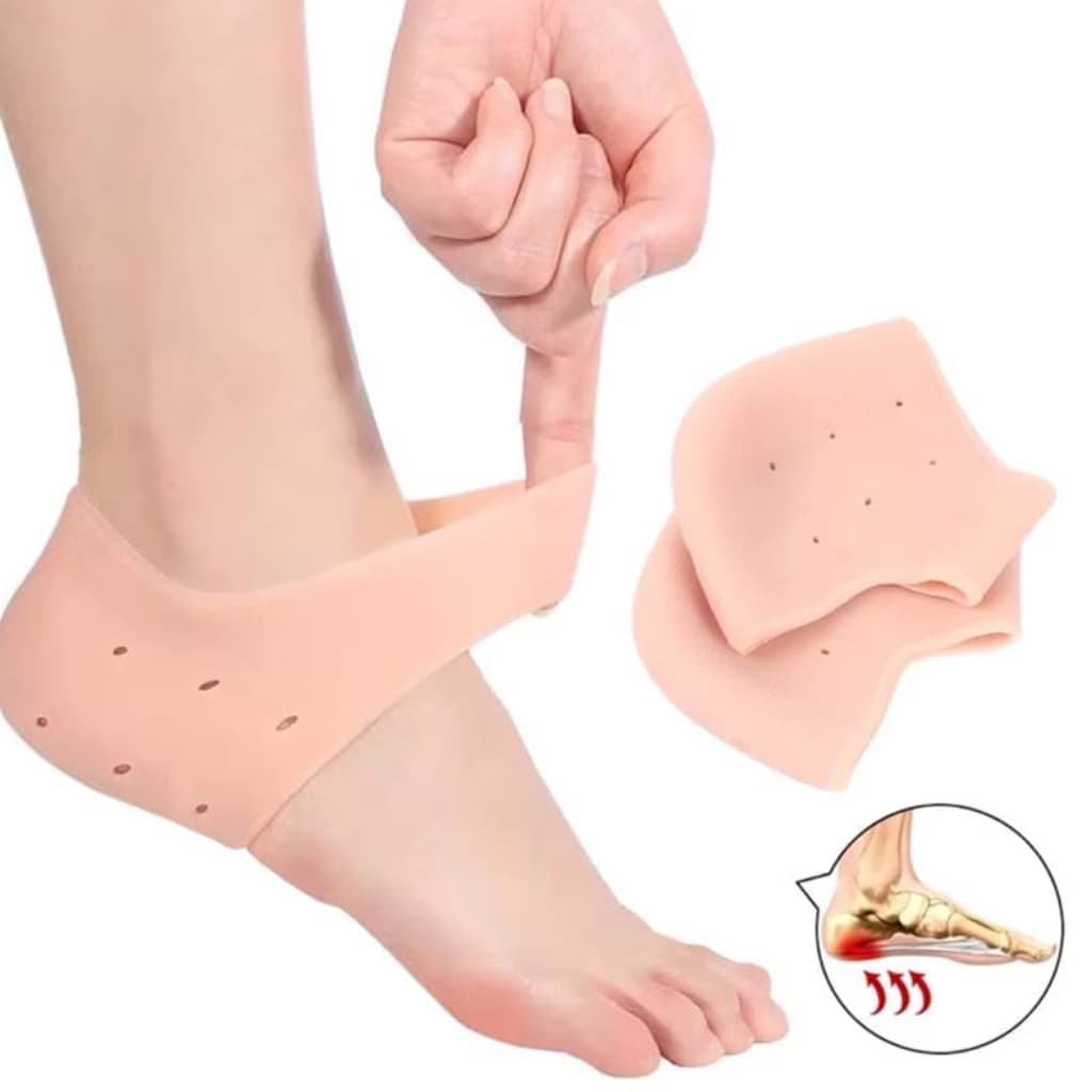 Par de Meia Palmilha Silicone Gel Protecao Ortopedica Esporao Calcanhar Fascite Tamanho Unico