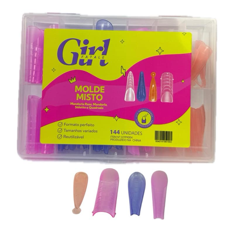 Molde F1 Colorido 144Pcs Estileto Mardola Bailarina Quadrado Girl Fatale Envio Imediato