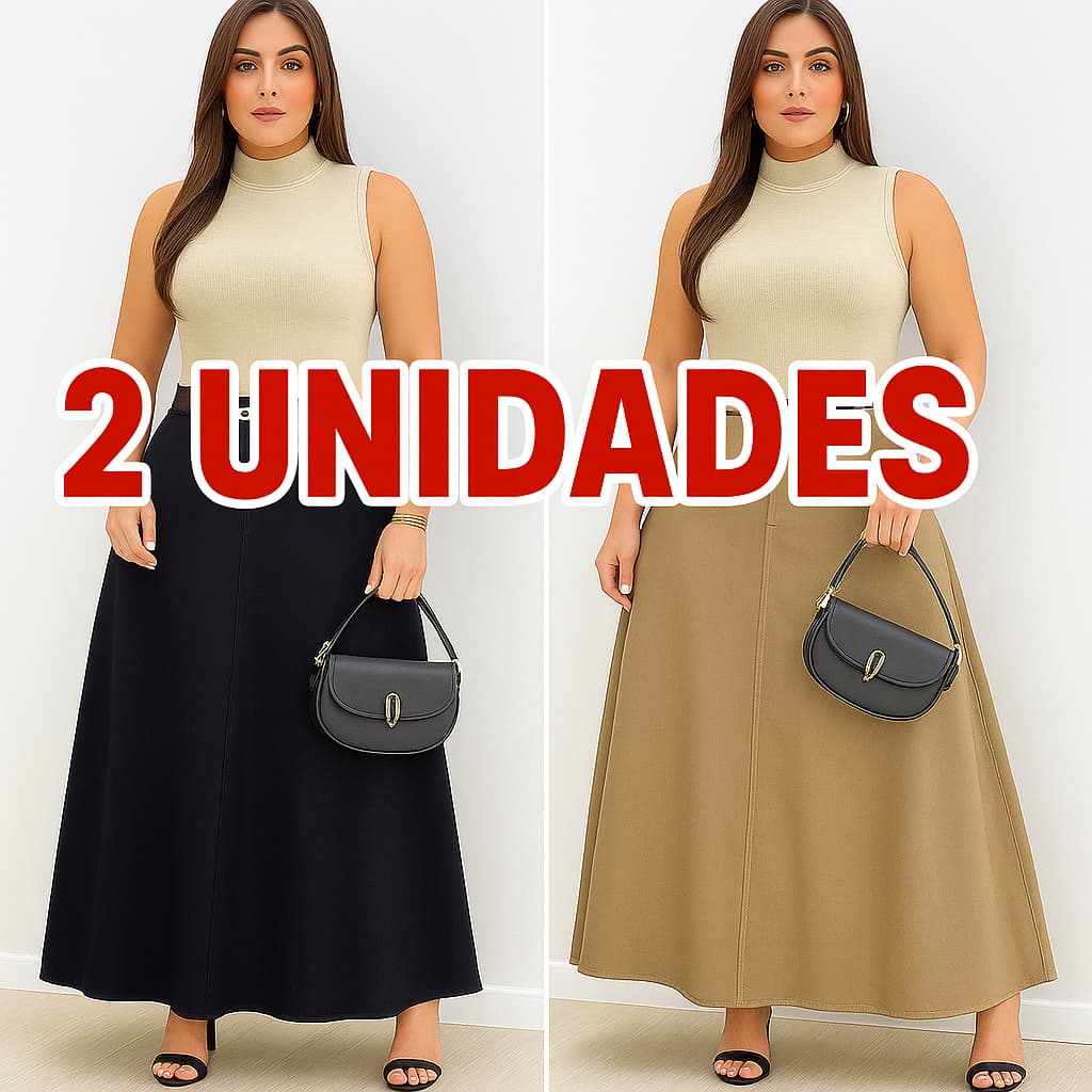 Kit 2 Saias Longa Alfaiataria Social Evangélica Bolsos Rodada Cristã Igreja Trabalho