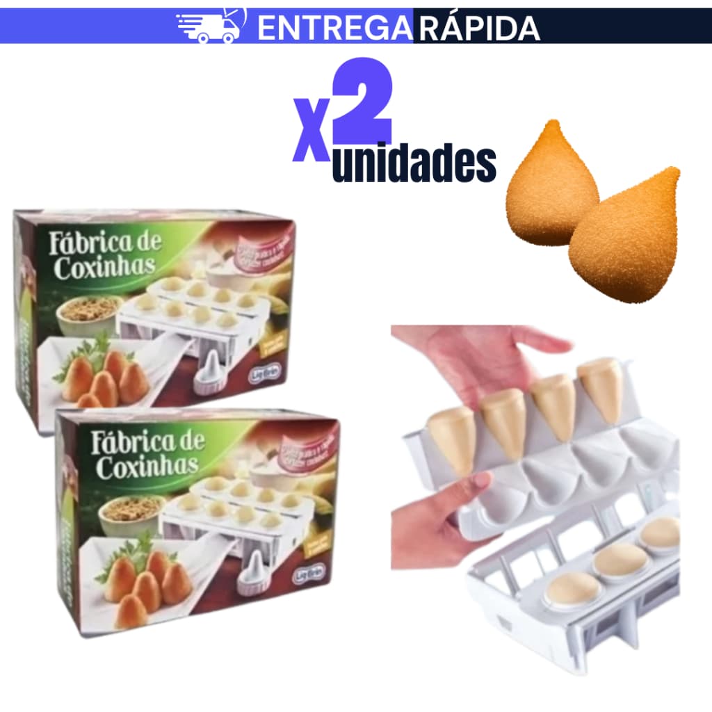Formas Fábrica Coxinhas KIT 2 Unidades Salgado Modelador Faz 8 Coxinhas Super Prático Rapido Coxinha