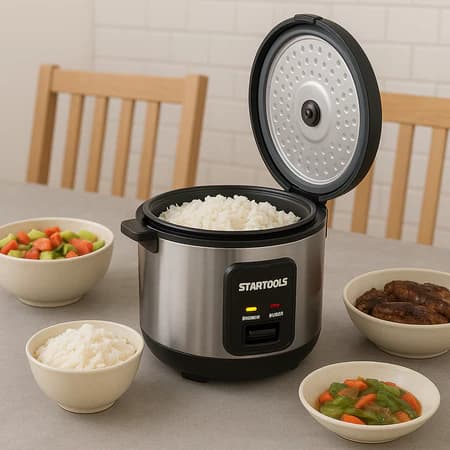 Panela Elétrica  de Arroz 1L Preta  Praticidade Função Aquecer e Cozimento a Vapor 220V