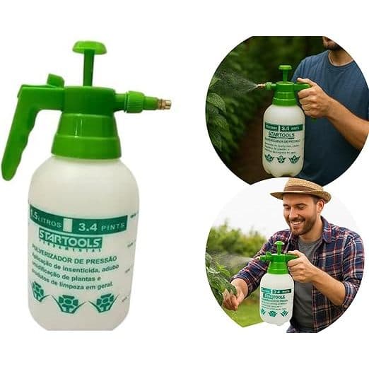 Pulverizador de Pressão 1.5L Borrifador Spray para Jardim Plantas Limpeza