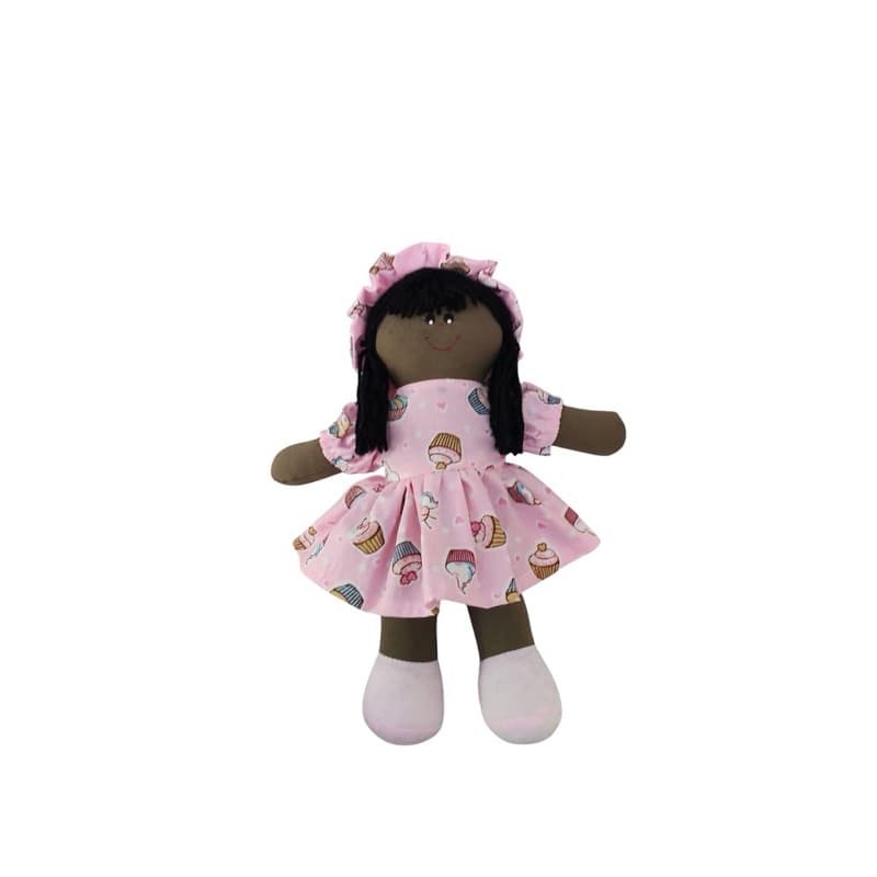 Boneca de Pano Negra 30cm Bonequinha Brinquedos