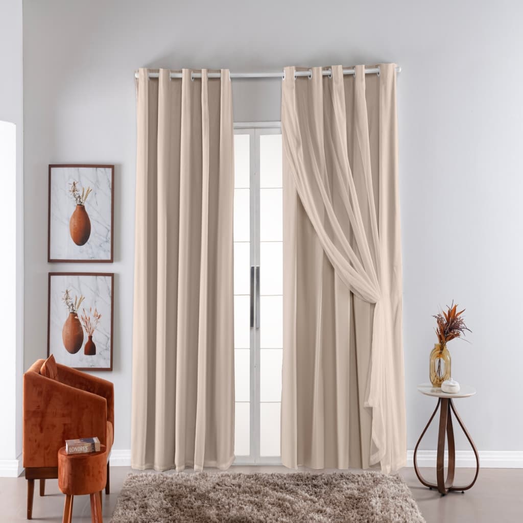 CORTINA BLACKOUT COM VOIL CORTA LUZ - VARIOS TAMANHOS - JANELA SALA QUARTO PORTA PROMOCAO
