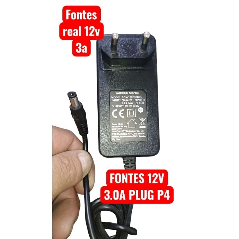 KIT 20 fontes alimentação 12v 2.5 ou 3.0 amper fontes ONU ONT Roteadores em geral plug P4 padrão