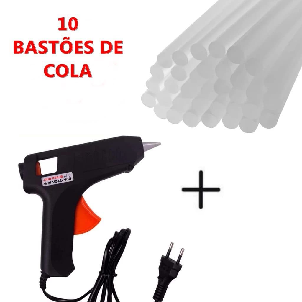Aplicador Pistola de Cola Quente pequena + 10 Bastões de cola quente