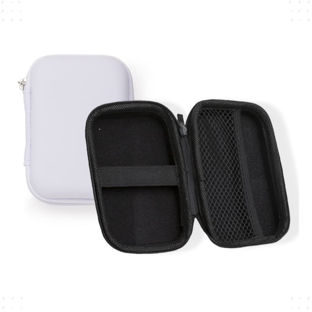 Case Estojo Kits Tecnológico Couro Sintético C/ Zíper E Elástico Fones De Ouvido Carregador Premium