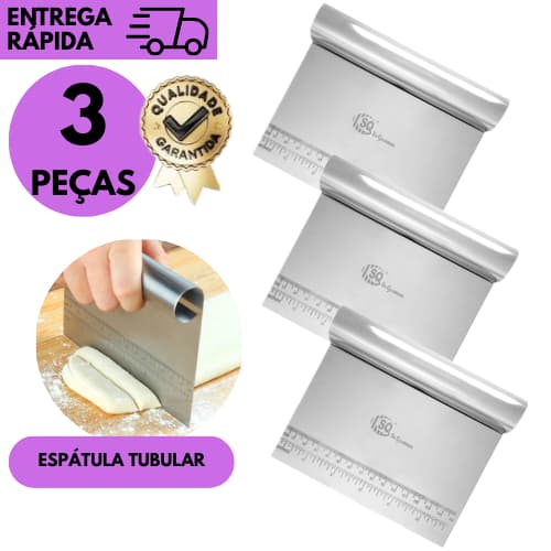 Kits 3/2 ou 1 Espátula Tubular De Aço Inox Cozinha Profissional Corte De Massas Pizza Pastel