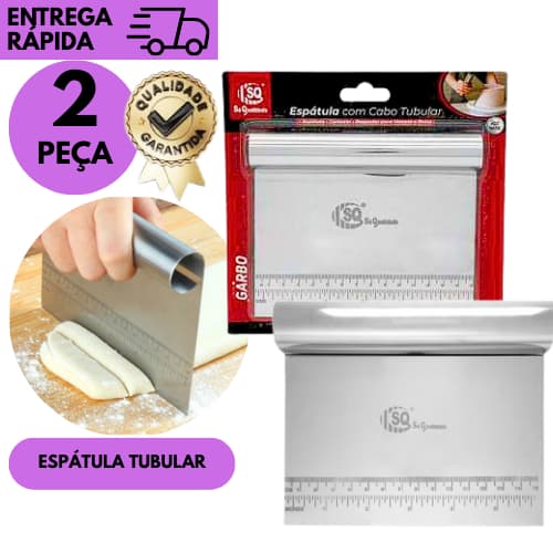 Kits 2 ou 1 Espátula Tubular Inox Profissional Para Cortar Massa Pizza Pão Pastel Cozinha