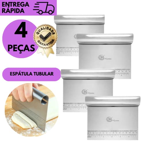 Kits 4/3 ou 2 Espátula Tubular Inox Resistente Para Cortar Massa Pães Bolos Tortas Pizza
