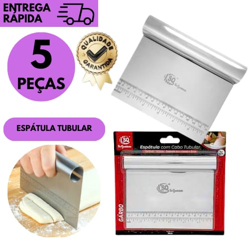 Kits 5/4/3 ou 2 Espátula Tubular Inox Resistente Para Cortar Massa Pães Bolos Tortas Pizza