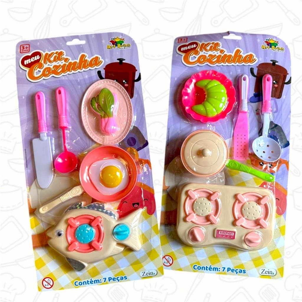 Kit Cozinha Infantil Menina Mini Fogão, Panela 7 peças Brinquedo Comidinha para Meninas
