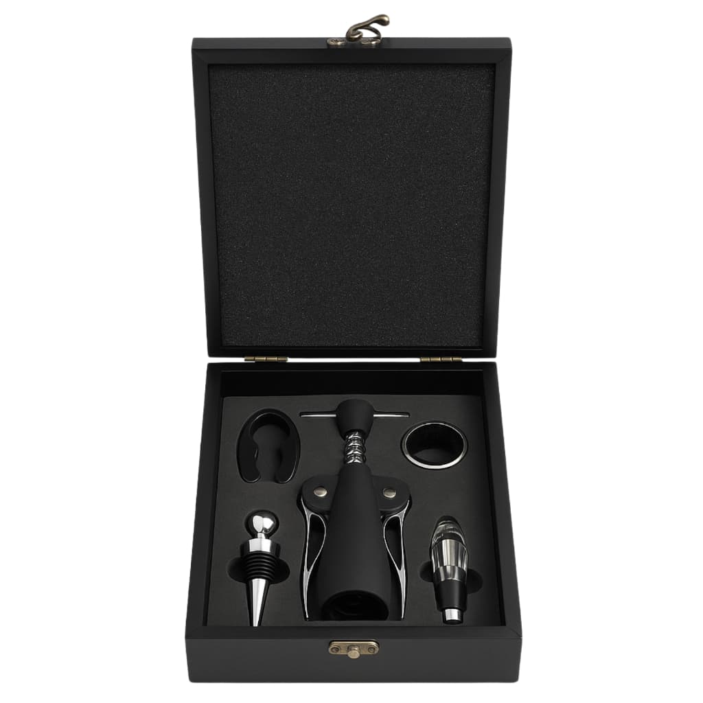 Kit Abridor De Vinho Sommelier 5 Peças Com Caixa MDF Elegante Ideal Presente Luxo