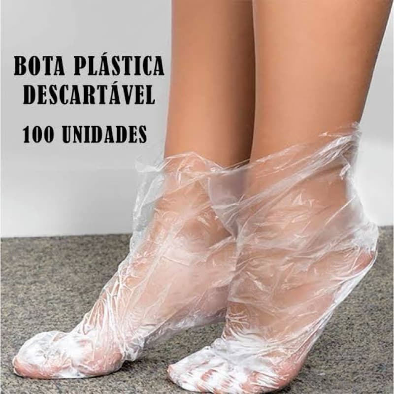 Bota Plástica Descartável Grossa  100 Unidades  Não Rasga  Pedicure e Salão