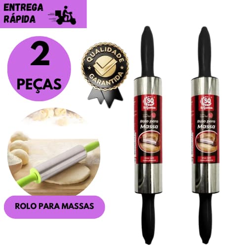 Kits 2 ou 1 Rolo De Massa Inox Profissional Para Abrir Massas Pizza Pão Bolo Confeitaria Cozinha