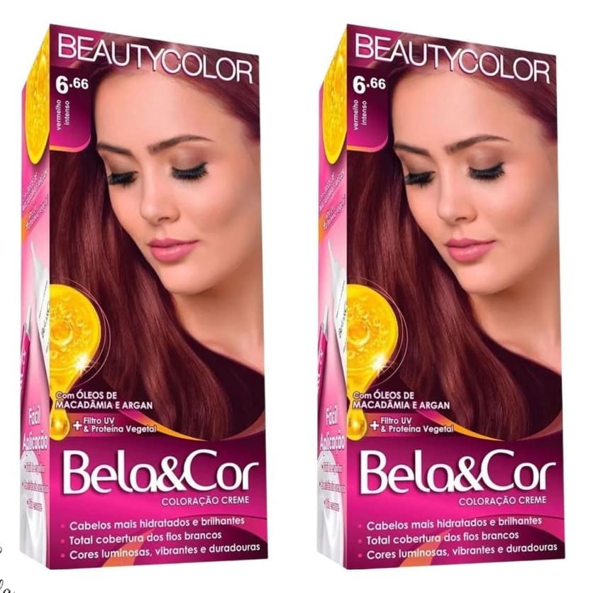 Kit 2 tinta de cabelo Coloração Bela e Cor Vermelho Intenso 6.66  Beauty Color Tintura Creme