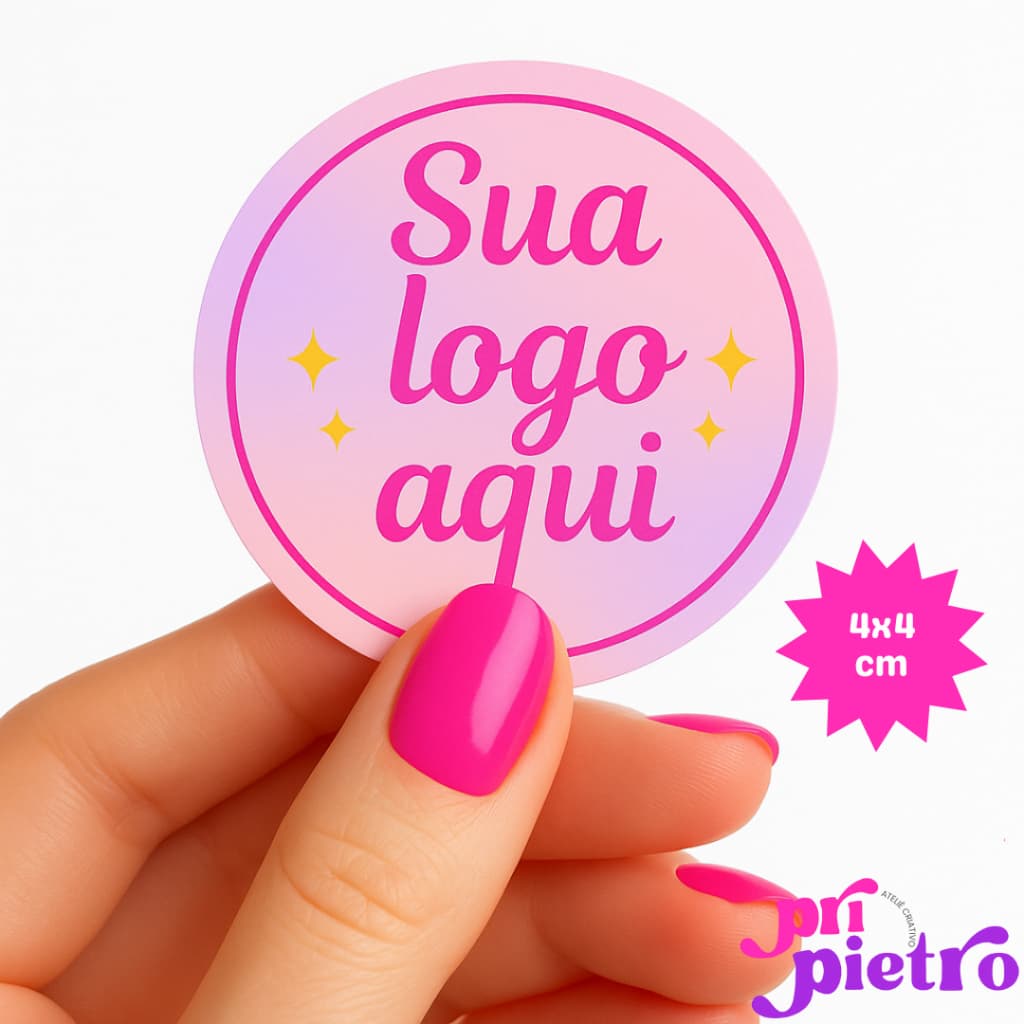 kit 100 Adesivos Personalizados Etiquetas Adesivas Personalizada 4x4 cm
