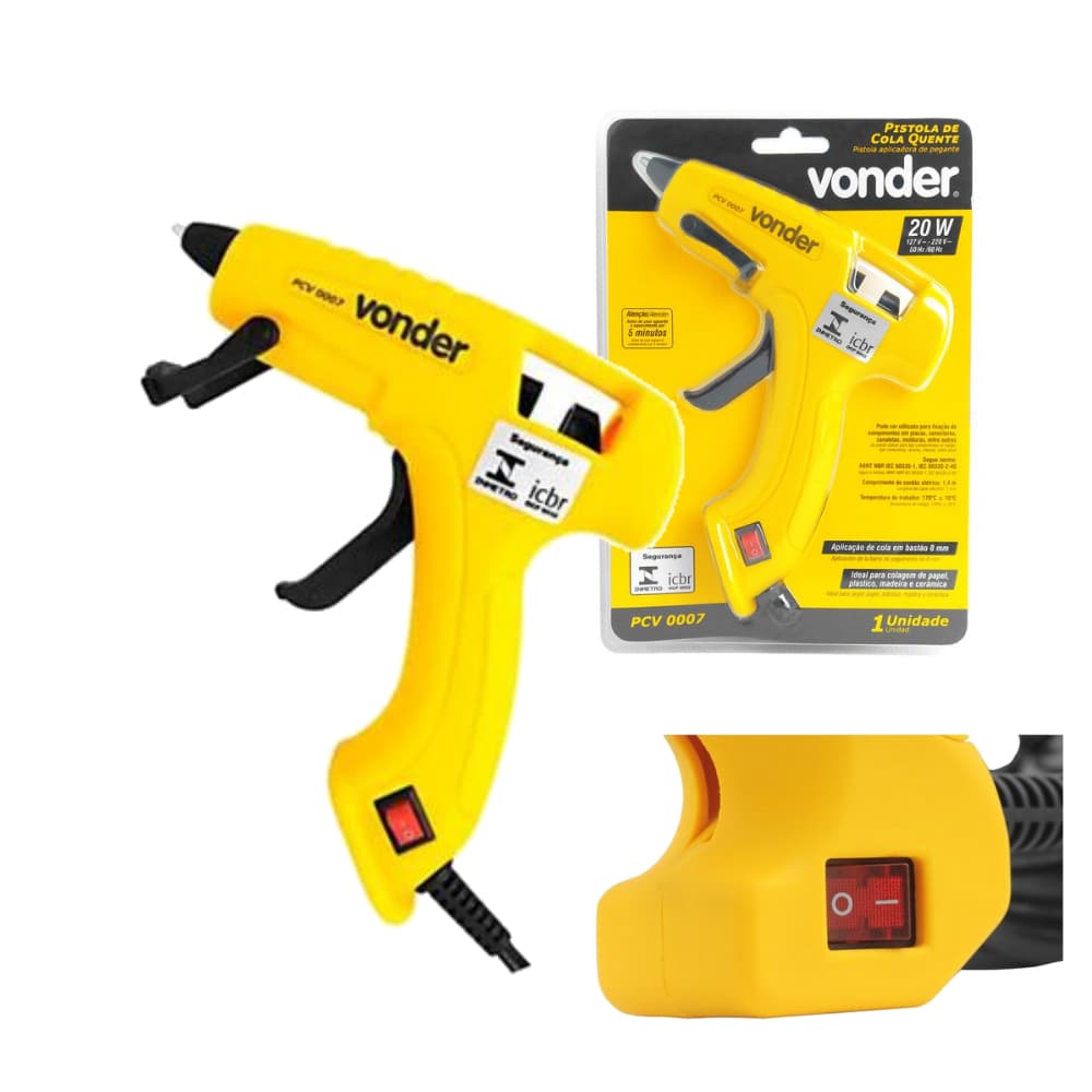 Aplicador De Cola Quente 20w Bico Fino 7mm a 8mm Profissional Pistolinha 110V 220V Bivolt Vonder
