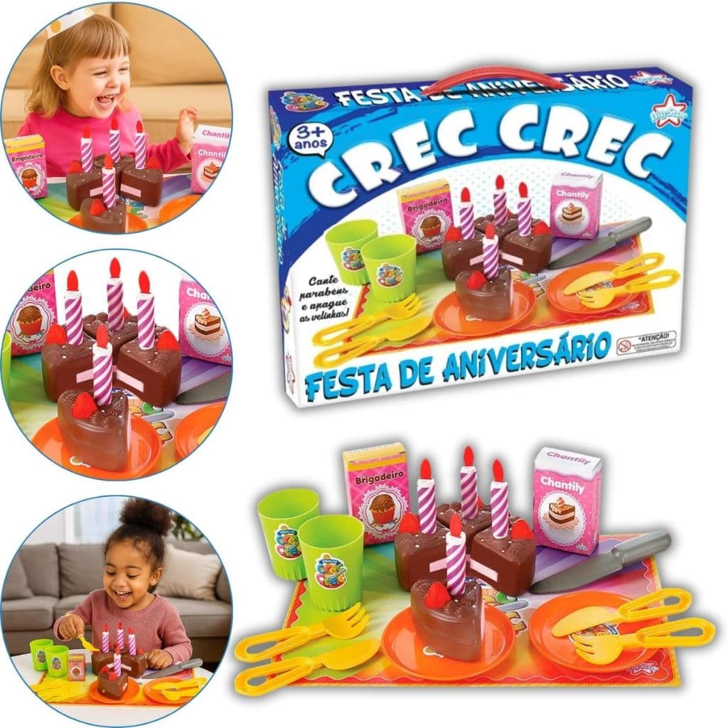 Crec Crec Festa De Aniversário Bolo Comidinhas Com Velcro