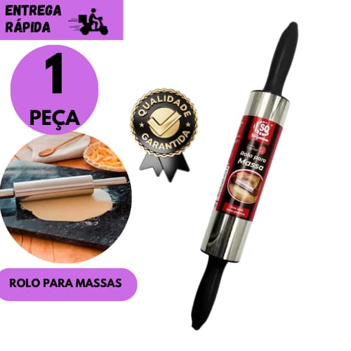 kits 1/2 ou 3 Rolo de Massa Inox Profissional Para Abrir Pizza Pão Pastel Confeitaria Cozinha Domé