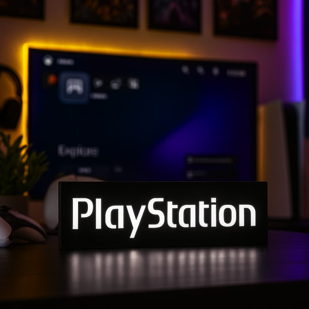 Luminária Gamer Presente Geek de Games Jogos e Consoles PlayStation Para Setup Gamer Com Led Bivolt