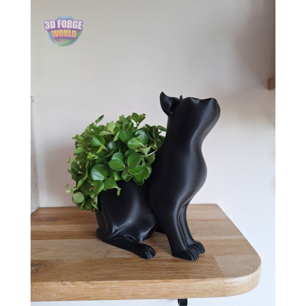 Vaso Decorativo Gatinho para Suculentas em PLA Preto ou Branco | Decoração Criativa e Minimalista