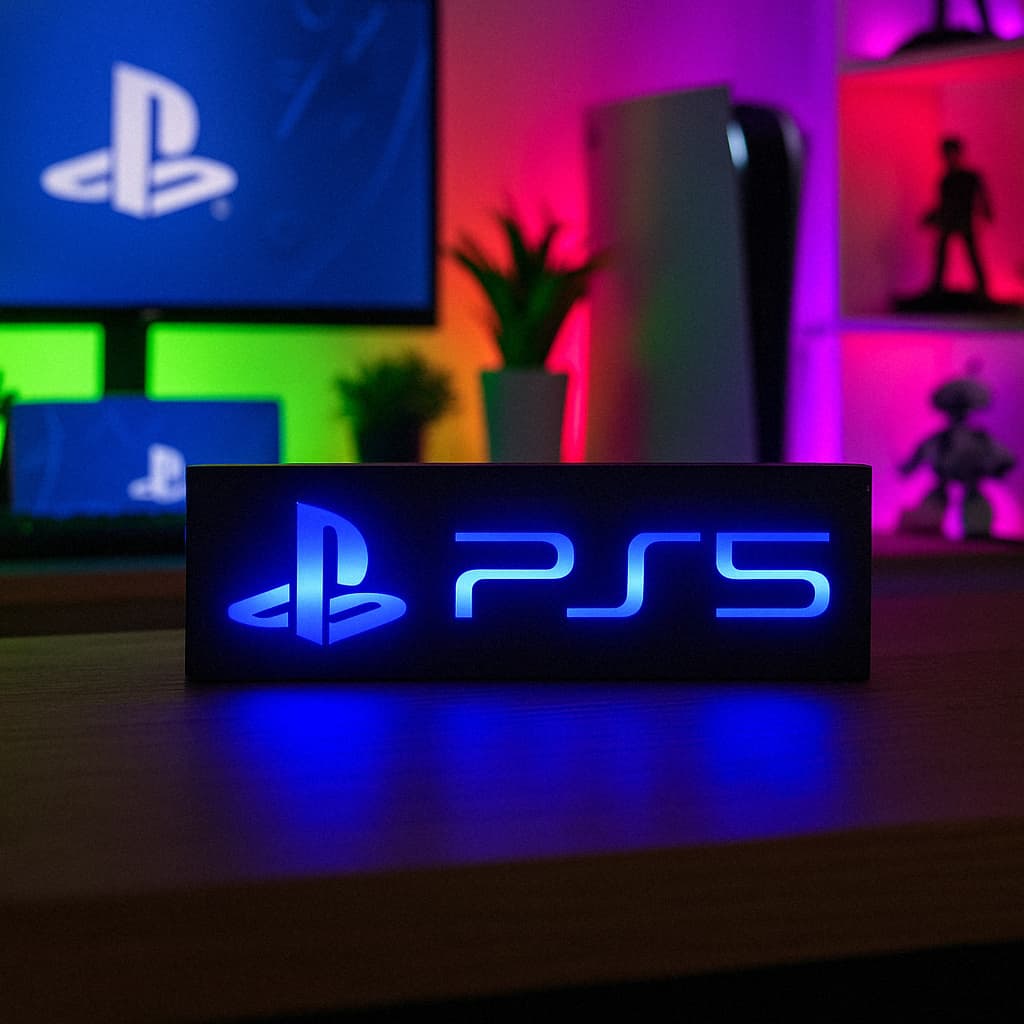 Luminária Gamer PS5 Para Setup Gamer Playstation 5 Com Bivolt Led Azul