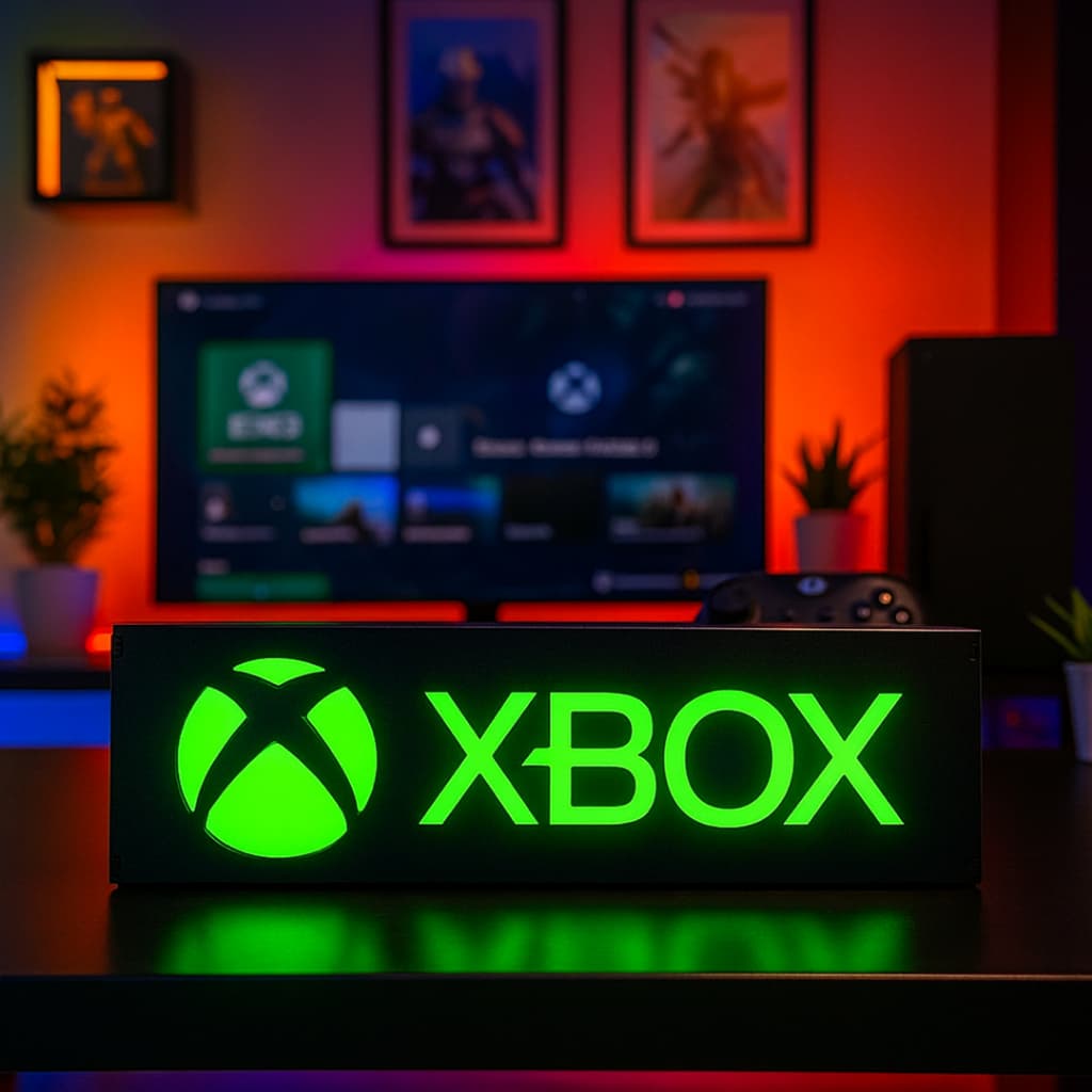 Luminária Gamer Presente Geek de Games Jogos e Consoles XBox Para Setup Gamer Com Led Bivolt