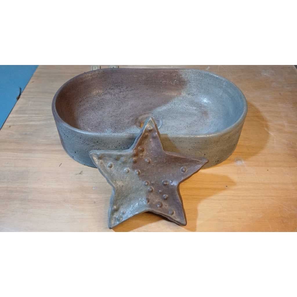 Cuba de concreto + saboneteira artesanal para banheiro lavabo áreas externas sustentável