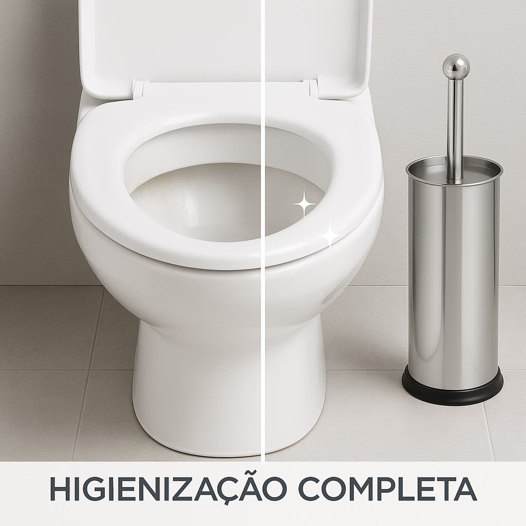 Escova Sanitária  Inox  Limpeza  Vaso Higienização Com Suporte  Cerdas Flexíveis Multiuso Decorativa