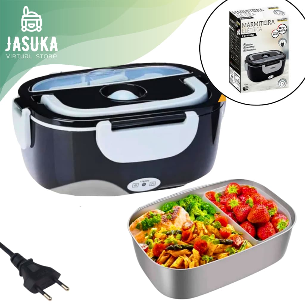 Marmita Elétrica Veicular Bi Volt 127/220 V Cabo de Alimentação e Colher para Comida