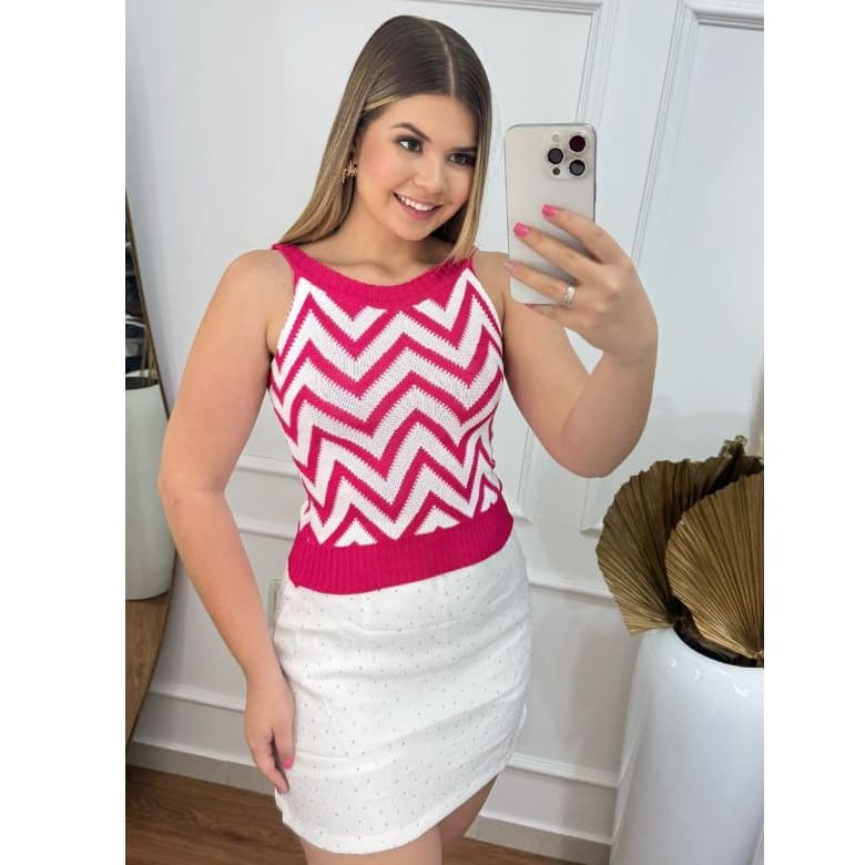Cropped Tricot Modal Mayra Feminina Moda Verão Colete Confortável Estilosa Básica e Moderna