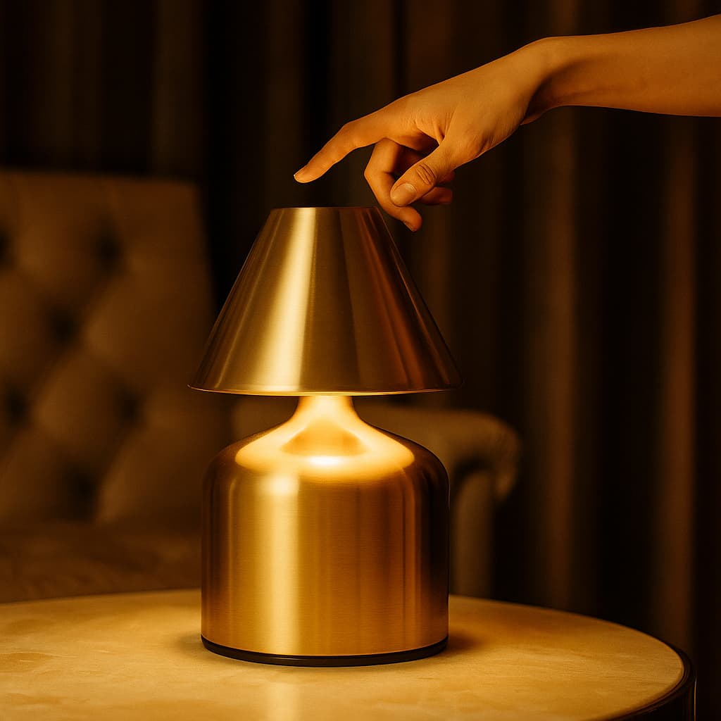 Mini Luminária Abajur Mesa Sem Fio Recarregável USB Touch 3 Níveis Luz Design Moderno Quarto