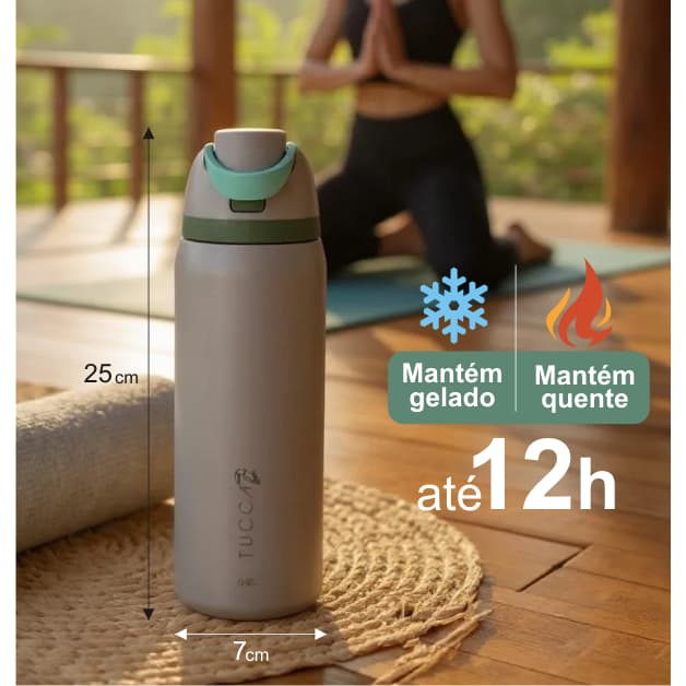 Garrafa Térmica Inox Tucca Linha Cajú Premium 900ml – Isolamento a Vácuo - Quente/Frio