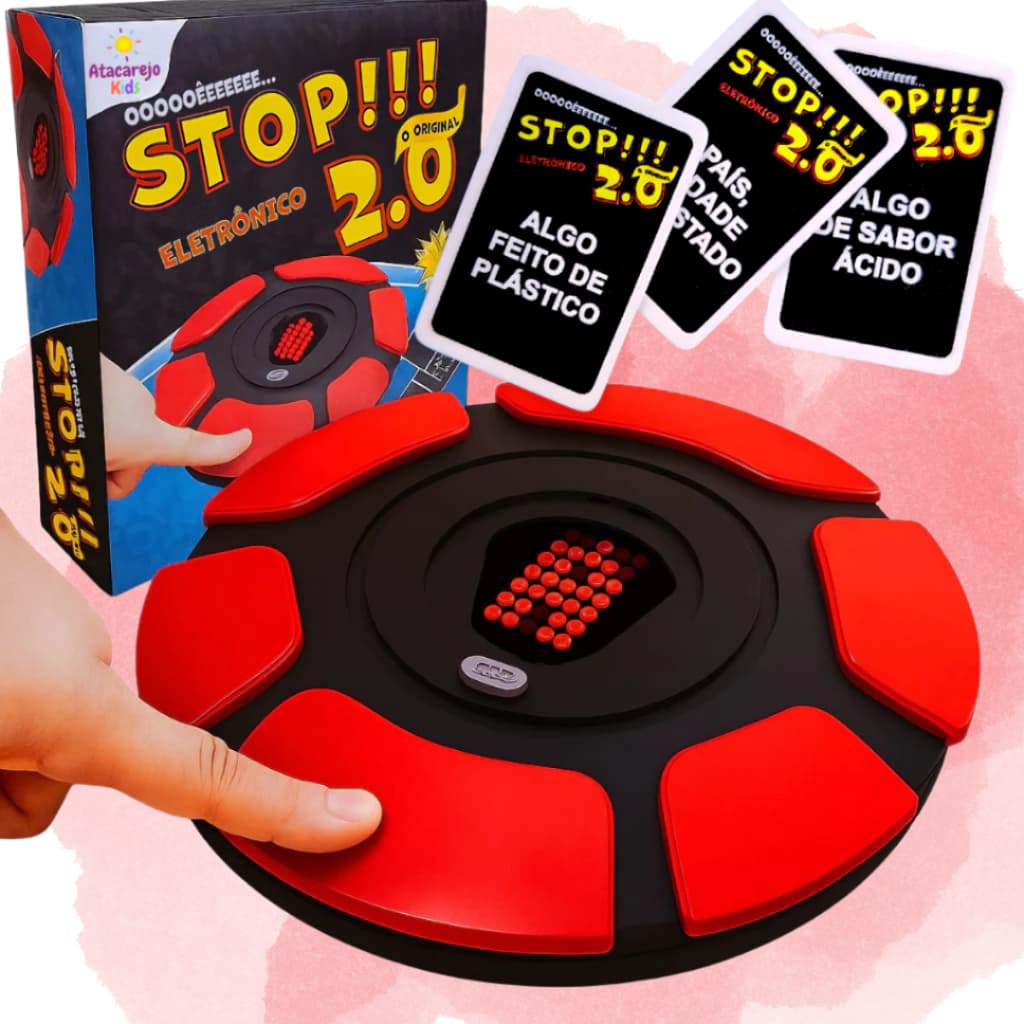 Jogo Interativo Stop 2.0 com Teclado Digital Eletrônico com Cartas Brincar em Família.
