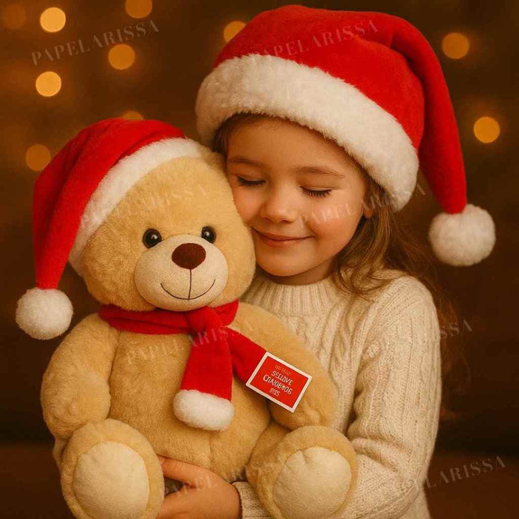 Urso de Pelucia Grande 45cm Natalino Papai Noel Natal Fofinho Antialergico Presente Decoracao