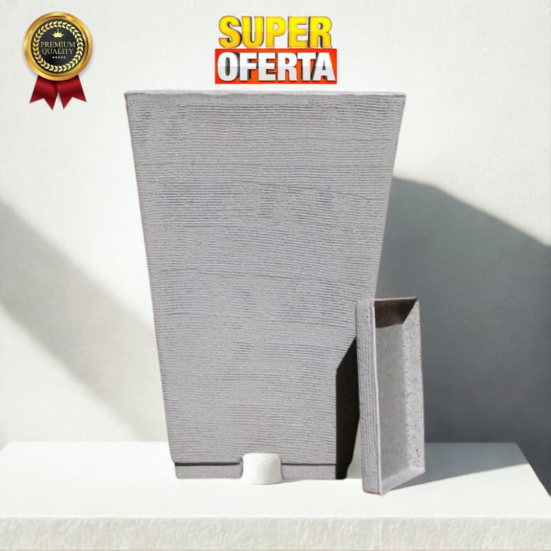 Vaso Coluna Quadrada Em Polietileno P (38x29) C/Prato