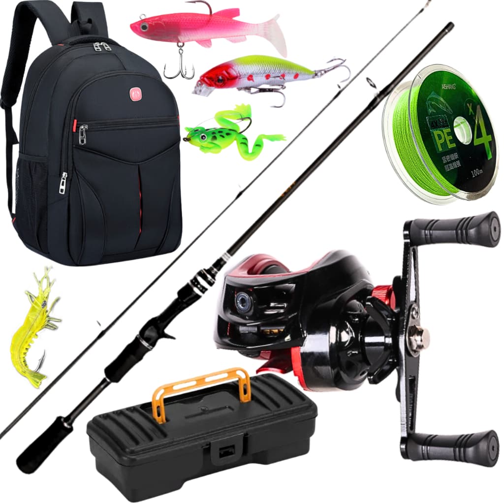 Carretilha de Pesca Anti cabeleira Direita Esquerda Vara Carbono Isca Artificial Kit Praia Mar