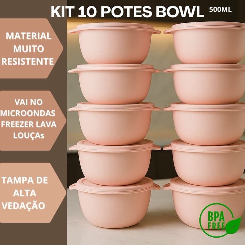 Potes rosa de cozinha 500 ml, potes plásticos, potes resistentes, potes duráveis, potes marmita, podem ir  microonda.