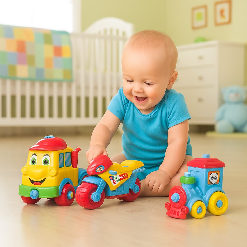 Kit Coleção Kids - Moto, Trem e Caminhão de Brinquedo Multicolorido – Educativo, Divertido e Seguro