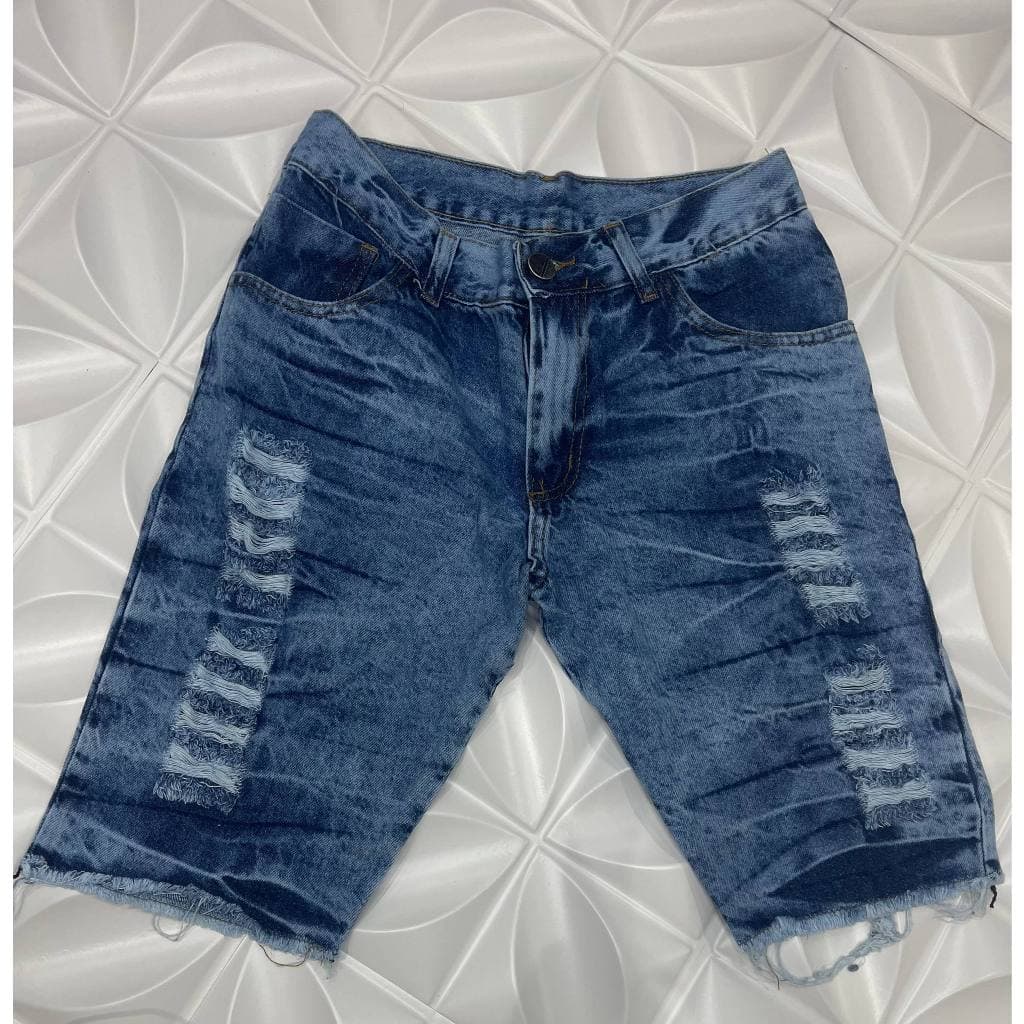 Bermuda Jeans Rasgada Masculina Ano Novo Envio hoje Shorts Desfiado