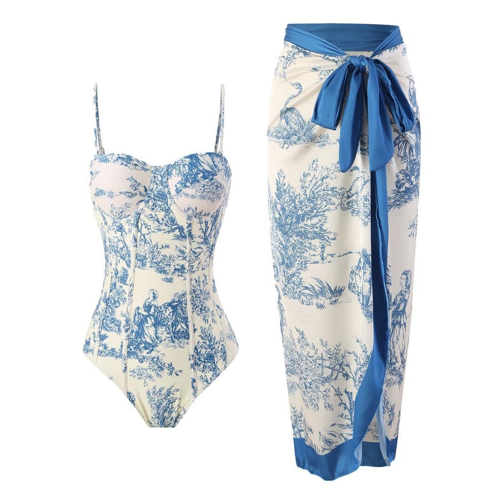 Conjunto Praia Feminino Maiô Natacao Biquíni Com Estampado Floral 2 Peças - QUALY