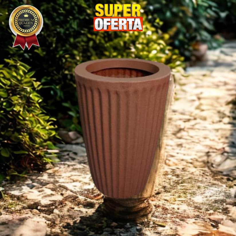 vaso para decoração plantas naturais artificiais em polietileno tipo coluna grega redondo 49X37